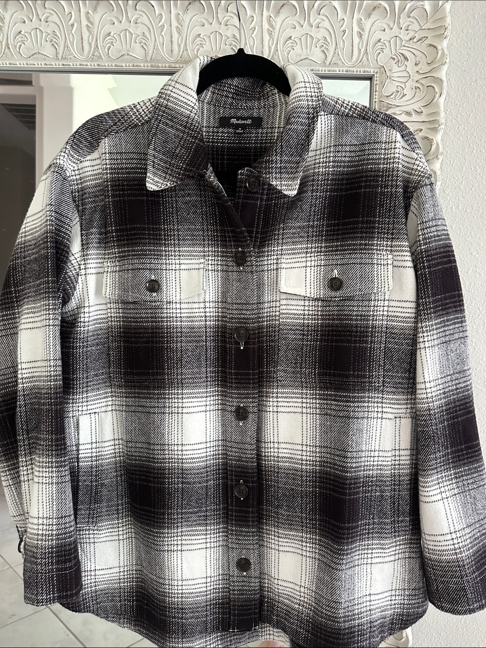 Madewell Twill-Flannel Shirt Jacket in Windowpane Plaid